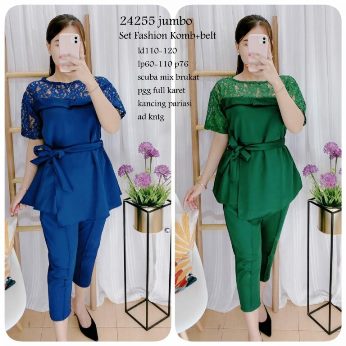 Kombinasi + Belt Setelan Jumbo  - Titip Jual