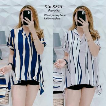 Atasan Motif Garis Korea Wanita  - Titip Jual
