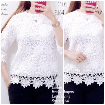 Brukat Putih Bunga - Titip Jual