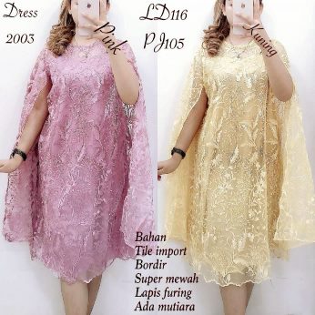 Dress Bordir Lapis Furing Mewah  - Titip Jual
