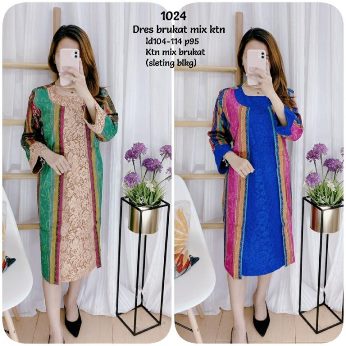 Dress Brukat Mix Katun - Titip Jual