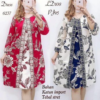 Dress Motif Bunga Lengan Panjang - Titip Jual
