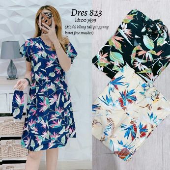 Dress Tali Pinggang Bunga - Titip Jual
