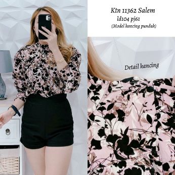 Katun Bunga Kancing Samping  - Titip Jual