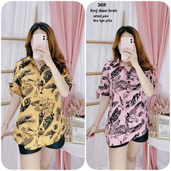 Kemeja Motif Daun - Titip Jual