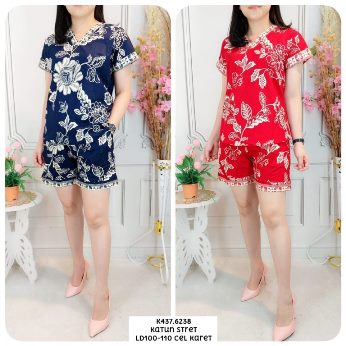 Setelan piyama pendek motif bunga - Titip Jual